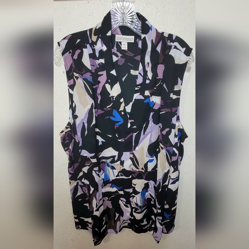 Dana Buchman Multicolor Abstract Sleeveless Blouse